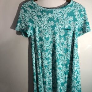 LuLaRoe XXS Carly Blue White Floral